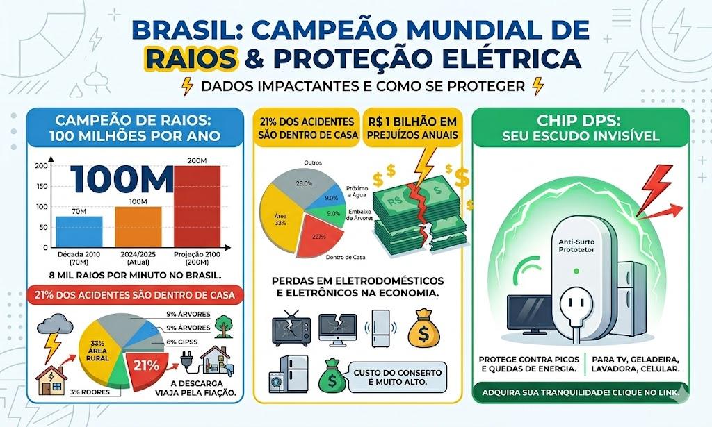 Brasil é campeão mundial de raios